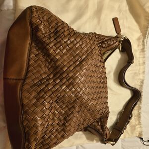 Cole Haan Woven Leather Hobo Bag - Brown